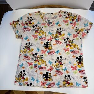 Disney Mickey and Friends Scrub Top - Colorful flaw